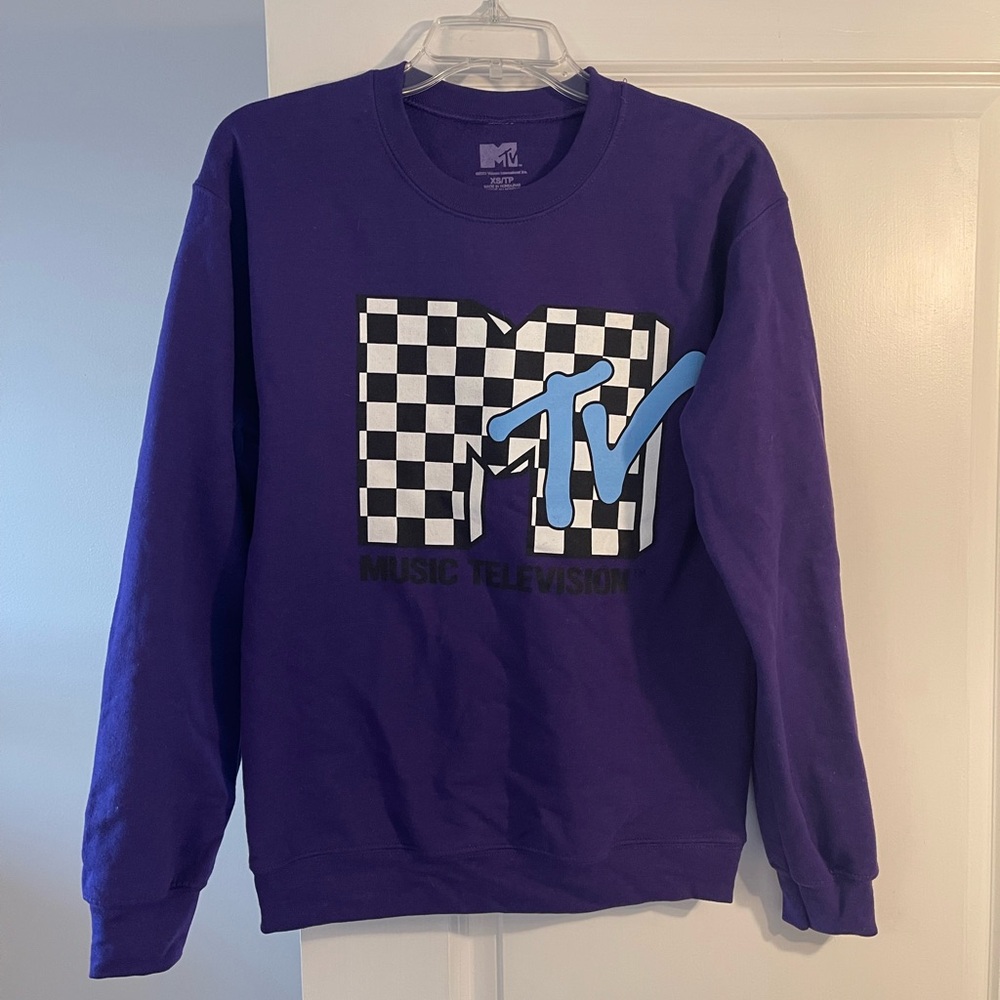 MTV Purple Checkered Sweatshirt